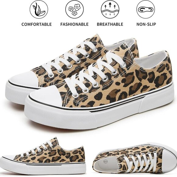 Leopard Print Canvas Sneakers with White Details - Picture 3 of 8